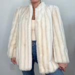 Intrigue 80s De Ball Luxury Fabric Cream Faux Fur Coat Sz 10 Vintage Union Made Photo 13