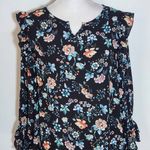 Counterparts  Black Floral Blouse Size Medium Floral Peasant Blouse Photo 2