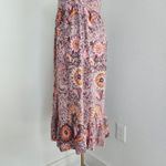 Madewell Boho Floral Thanksgiving Turkey Print Ruffle Midi Fall Dress M/L Photo 6