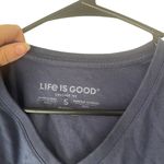 Life is Good Women Size Small Blue V Neck Moon Stars Short Slv Shirt Crusher Tee Photo 3