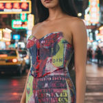Akira Abstract Strapless Romper Photo 0