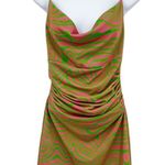 NEW Maisie Wilen Mesh Slip Mini Dress Chain Strap Pink Green Psychedelic Print Photo 2