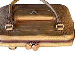Brighton Lucile Croc Satchel Handbag, Tan and Pink Photo 12