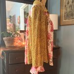 Pistol Rose Floral and Leopard Print Women's Button Up Long Sleeve Blouse Pink Size M Photo 5
