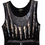 Adrianna Papell  Evening Dress Size 8 Black Beaded Sequins‎ Sleeveless Shift 1920 Photo 1