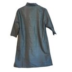 Anne Carson  Black Silk Embroidered Shirt Dress XL Floral Button-Up Duster Photo 4