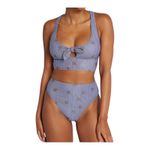Modcloth NIP Franky Blue White Stripe Gold Starfish High-Waisted Bikini Bottom Photo 10