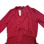 NWT, White House Black Market Tie Neck Blouson Dress in Red Plum, Sz XL Photo 10
