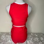 Red White Sporty Two Piece Bikini High Waist Tank Style Sz Small Photo 2