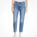 7 For All Mankind High Waist Cropped Straight Leg Raw Hem Jeans Size 32 Photo 2