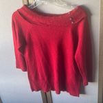 Sag Harbor  Vibrant Red shimmer Sweater petite medium Photo 0