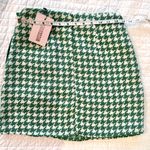 Missguided Misguided Boucle Green and White Houndstooth Wrap Miniskirt NWT Photo 5