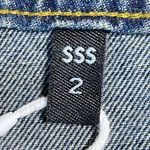 FMX Distressed Denim Jacket Frayed Collar Cuffs Hem Button Front Pockets Blue Size 2 Photo 2