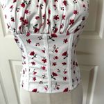 SheIn white red flower crop top Photo 10