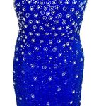VTG 90s Ibiza Silk Hand Beaded Halter Neck Column Gown S Maxi Dress Royal Blue Photo 3