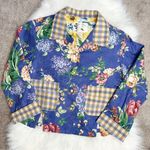 Vintage Jacket Womens Size Small Cottage Granny Floral Plaid Country Chic Artsy Blue Photo 0