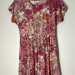 kim rogers  Pink and Red‎ Floral Tunic Mini Dress Size Large Photo 0