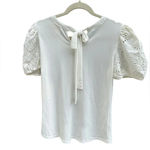 NWT FLOWER & FEATHER WHITE EYELET PUFF SLEEVE BLOUSE Photo 1