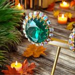 None VINTAGE Emerald Green Rhinestone Clip-On Earrings Photo 5