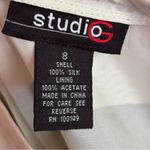 Studio G Black Striped Pink Flower Silk Skirt Size 8 White Photo 3