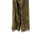 Fame and Partners  Gold Metallic Lame Wide Leg Backless‎ Jumpsuit Size US 2 Photo 6