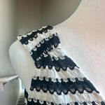 Loft  Black and White Striped Crochet V-Neck Top Size Small Photo 7