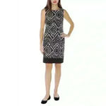 Mario Serrani  Shift Dress Sleeveless Black White Diamond Pattern Size 6 Photo 8