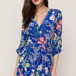 Yumi Kim Liz Romper in Blue Floral Print 100% Silk XS Photo 0