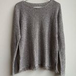 Eileen Fisher 100% Organic Linen Fringe Hem Knit Gray Sweater Size Medium? Photo 0