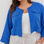 Torrid Relaxed Taper Stretch Challis High Rise Pants Pink Blue Stripe Size 12 Lg Photo 3