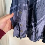 Free People  Rainy Day Oversized Plaid Tunic Dark Blue Size Small Casual Fall Photo 7