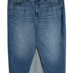 Torrid  Feel The Fit Blue Denim Jean Skirt with Front Slit Raw Hem size 16 Photo 0