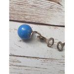 Vintage Clip On Earrings 3/8" Blue Ball Photo 4