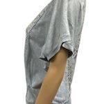 Liberation Lace Center Accent Short Batwing Sleeve Scoop Neck Tee Top Womens S Blue Photo 3