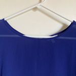 Naked Zebra 🌞 Sheer Royal Blue Full Zipper Back Long Sleeve Blouse. Photo 3