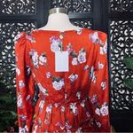 WAYF Floral Puff Sleeve Ruffle Layer Red & Violet Polka Dot Dress Photo 6