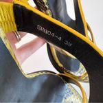 Alias Mae Cleo Yellow Snakeskin Embossed Heeled Sandal Size 38 Black Photo 3