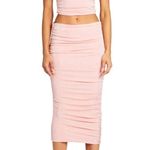SER.O.YA Julia Midi Skirt in Powder Pink Small New Womens Stretchy Ruched Photo 10