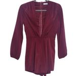 Tobi Oxblood Long Sleeve Short Romper with Deep V-Neck Size Small Photo 0