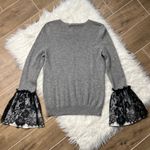 Marled Reunited Marled gray cashmere bell lace sleeve sweater Photo 4