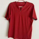 Athleta Rust Red Short Sleeve Zip Front Active Top – Size Large Photo 0