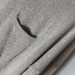 Joseph A. M Thin Gold Sparkle Sweater Top in Wheat Gray Size M Photo 5