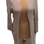 Very J  Women's Loose Knit Cardigan Sweater Size Small Duster Tan Minimalist Boho Photo 0