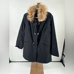 Ellen Tracy Company  black raccoon  fur trim jacket size Large Photo 6