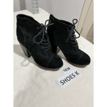 Kimchi Blue Woman’s  Black Suede Lace Up Platform Block Heel Ankle Boots 7 Photo 1