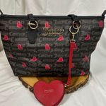 Juicy Couture  Black Tote with Pink Hearts‎ Valentines edition w/heart coin pouch Photo 2