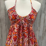 Old Navy  Floral Crinkle Babydoll Halter Top Pink Y2K Beachy Summer Womens Medium Photo 0