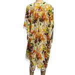 Kontrol  Kimono Coverup Semi Sheer Floral Tropical Tassel Open Front Womens Large Photo 2