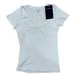 Brandy Melville BRAND NEW TAGS baby blue white micro stripe ZELLY cotton top S Photo 3