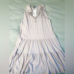 ZARA NWT Small  midi v-neck laces dress Sleeveless Cream Dress with Ruffle Hem Photo 8